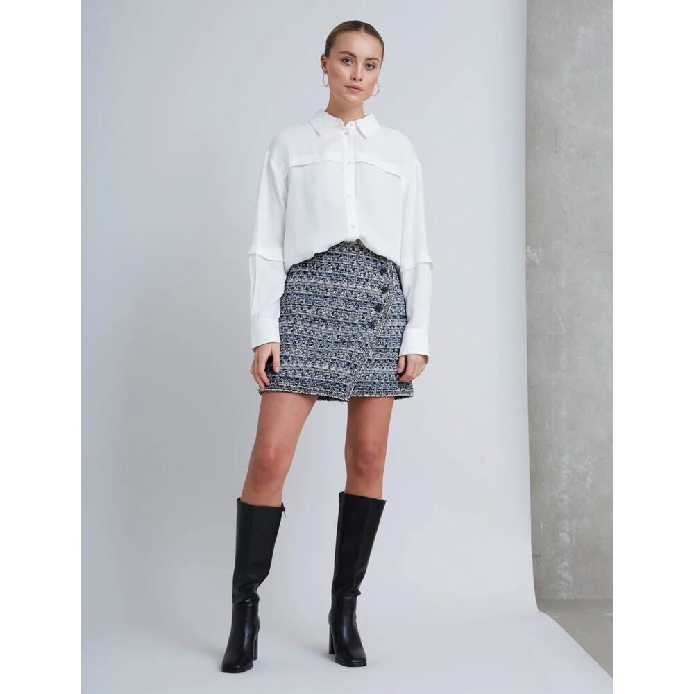 Bruuns Bazaar Trillium Maeda Tweed Skirt‎ Wool Blend EU 36 US 6 Work Preppy